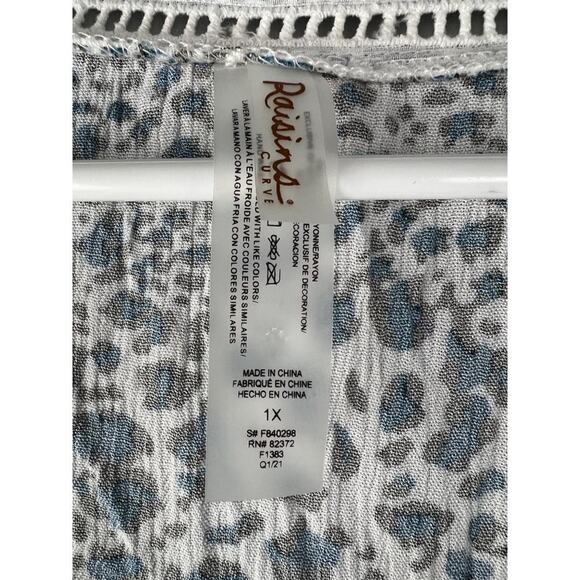 Women's Raisins Curve Blue White Animal Print Swim Beach Cover-Up 1X - Picture 7 of 8